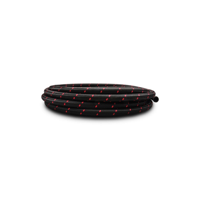 Vibrant -8 AN Two-Tone Black/Red Nylon Braided Flex Hose (20 foot roll)