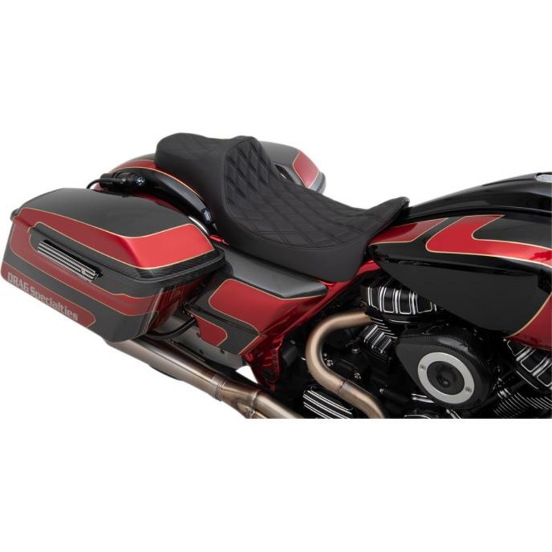 Drag Specialties Predator III Extended Double Diamond Seats – Black Thread 0801-1260