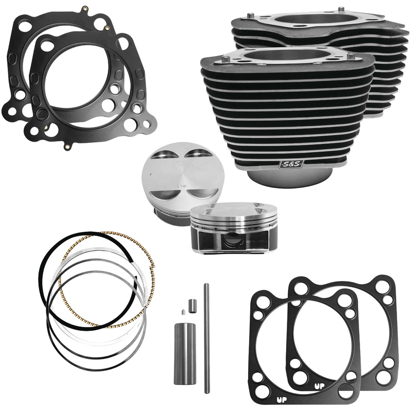 S&S Cycle M8 124in. Big Bore Kit – 4.250 Bore, 4.375 Stroke, Highlighted Fins – Black 910-0625