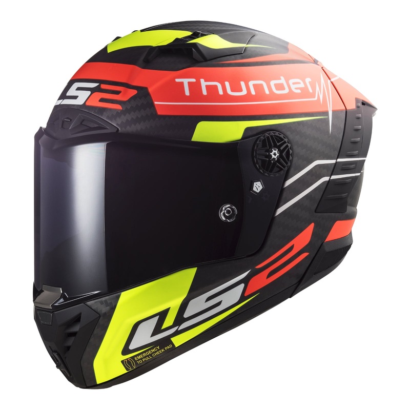 LS2 FF805C THUNDER CARBON HELMET – MATTE RED/HI-VIS YELLOW XS