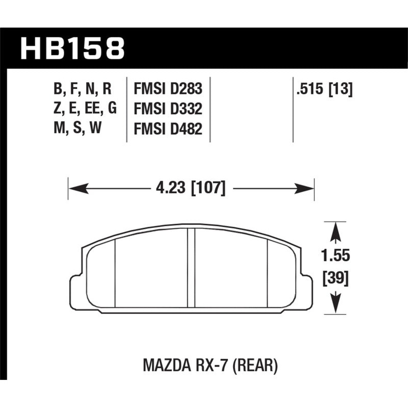 Hawk 86-95 Mazda RX-7 HP+ Street Rear Brake Pads