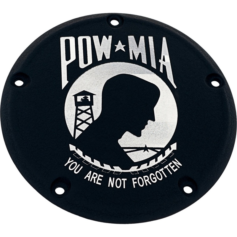 Custom Engraving LTD Patriotic Derby Cover for Pow-Mia – Black – M8 Softail POW02-67BG