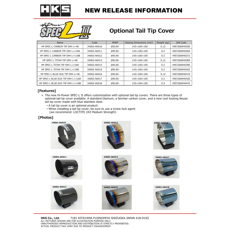 HKS Hi-Power SPEC-L Tail Tip Cover – Carbon