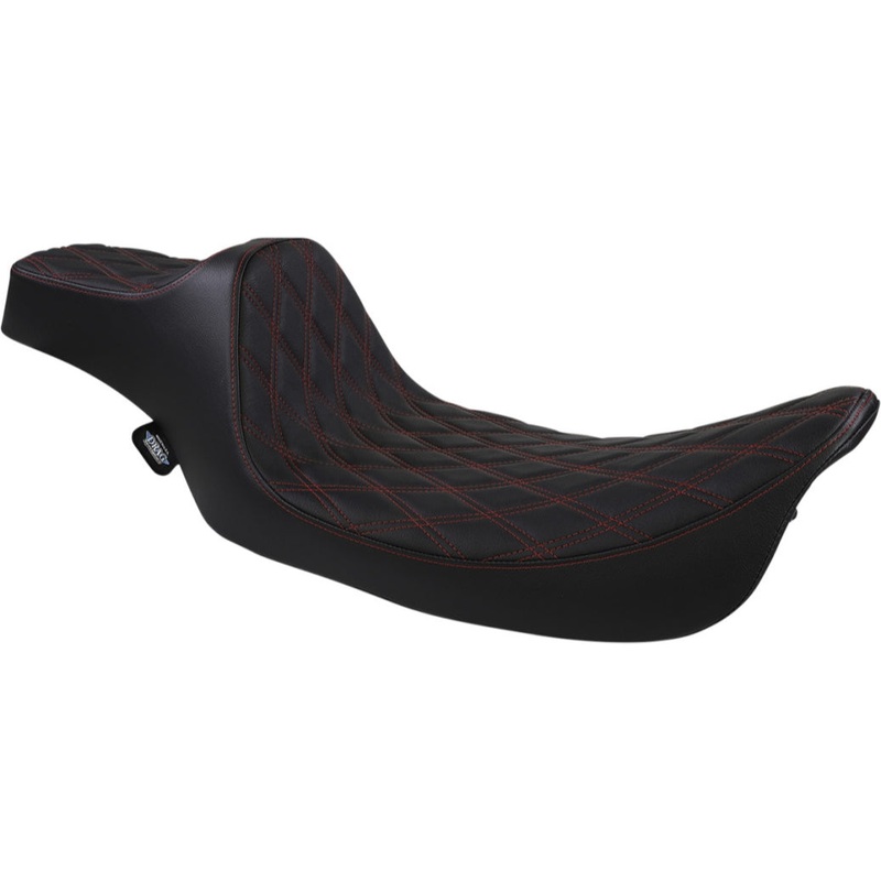 Drag Specialties Extended Reach Predator III Seat – Double Diamond, Red Thread 0801-1371