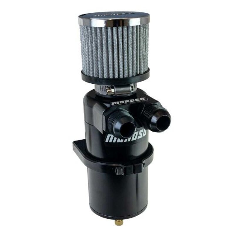 Moroso Dual Inlet -12AN Billet Breather Tank Catch Can – Black