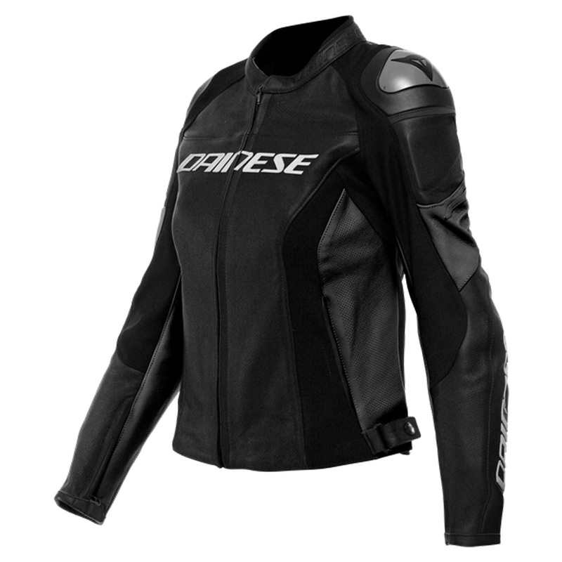 DAINESE RACING 4 LADIES PERFORATED LEATHER JACKET – BLACK/BLACK 44