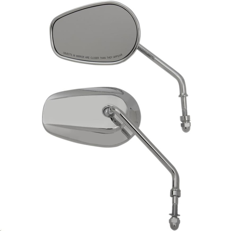Drag Specialties OEM-Style Teardrop Mirror – Short Stem – Matte Black 0640-1309