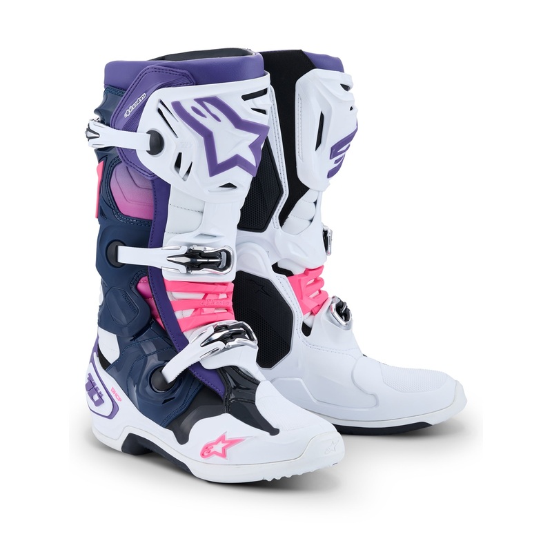 ALPINESTARS TECH 10 BOOTS – WHITE VIOLET NAVY BLUE PINK FLUO 7